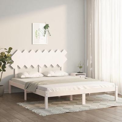 Bedframe massief hout wit 160x200 cm