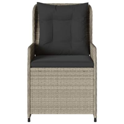 Tuinstoelen 2 st verstelbaar poly rattan lichtgrijs