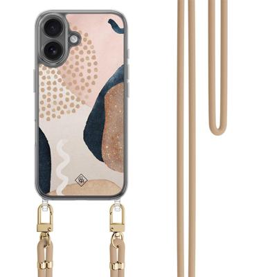 iPhone 17 hoesje met beige koord - Abstract dots iPhone 17 hoesje met beige koord - Abstract dots