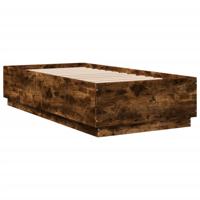 Bedframe LED-verlichting bewerkt hout gerookt eiken 75x190 cm - thumbnail