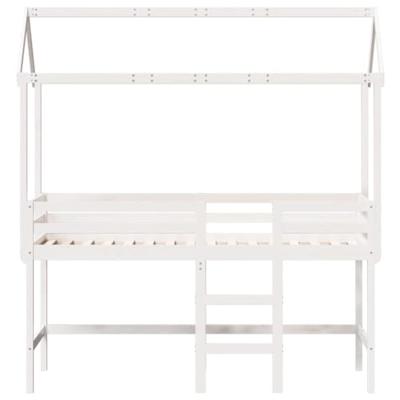 Halfhoogslaper met ladder en bedhuis grenenhout wit 90x190 cm