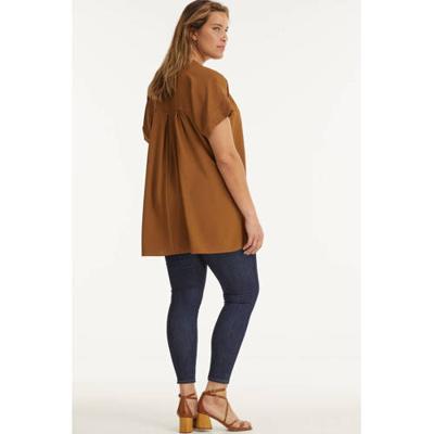 Mat Fashion top met plooien roodbruin Mat Fashion top met plooien roodbruin