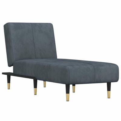 Chaise longue fluweel donkergrijs