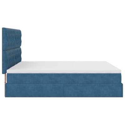 Ottoman bed met matrassen 160x200cm fluweel donkerblauw