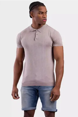 Purewhite Flat Knitted SS Polo Heren Sand - Maat XL - Kleur: Bruin | Soccerfanshop