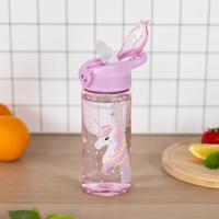 Baagl Regenboog Unicorn Drinkfles 500ml met Rietje - thumbnail