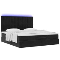 Ottoman bed met matrassen en LED's 160x200cm fluweel zwart - thumbnail