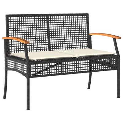3-delige Tuinset met kussens poly rattan zwart - thumbnail