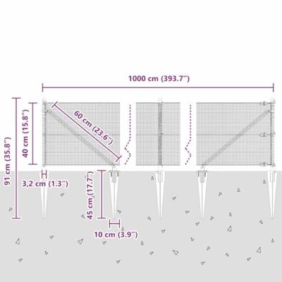VidaXL Afrasteringspaal grijs 10 x 0,4 m (12 x 12 mm gaas) VidaXL Afrasteringspaal grijs 10 x 0,4 m (12 x 12 mm gaas)