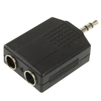 3.5mm Mannetje naar 2x vrouwtje 6.35mm Audio Adapter(zwart)