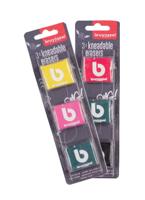 Bruynzeel kneedgum, blister met 3 stuks in geassorteerde kleuren - thumbnail