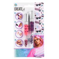 Create It! nagellakset 3 in 1 pen roze/paars 2 stuks - thumbnail