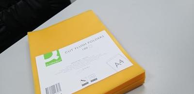 Q-CONNECT L-map, geel, 120 micron, pak van 100 stuks