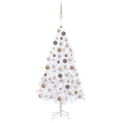 VidaXL Kunstkerstboom met verlichting en kerstballen 150 cm pvc wit