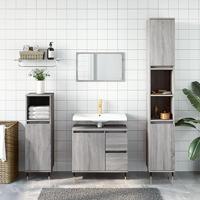 Badkamerkast 30x30x190 cm bewerkt hout grijs sonoma eikenkleur - thumbnail