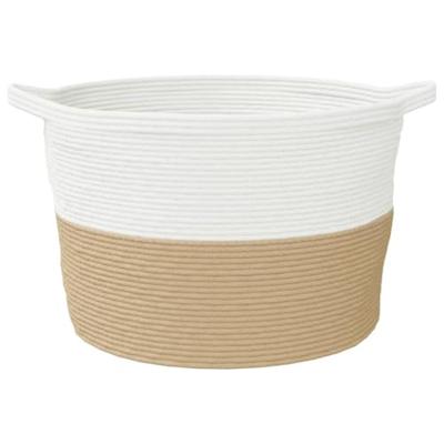 VidaXL Wasmand ø 60x36 cm katoen beige en wit