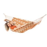 Eenpersoons hangmat - 300x140cm - Oranje - 120kg draagkracht- 100% katoen - binnen & buiten - thumbnail
