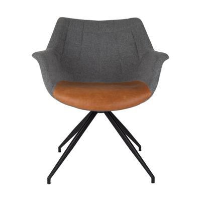 Zuiver Eetkamerstoel 'Doulton' PU en stof, kleur Grijs/Bruin Zuiver Eetkamerstoel 'Doulton' PU en stof, kleur Grijs/Bruin