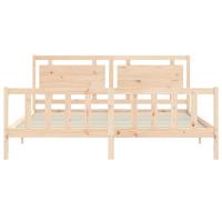 Bedframe met hoofdbord massief hout 180x200 cm - thumbnail