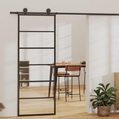 Schuifdeur met beslag 76x205 cm aluminium en ESG-glas - thumbnail