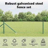 VidaXL Hek met paal groen 0,4 x 25 m staal en pvc - thumbnail