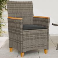 Tuinstoelen 2 st met kussens poly rattan en massief hout grijs - thumbnail