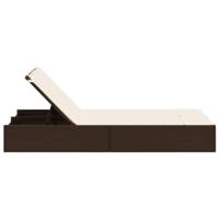 Ligbed 2-persoons met kussens poly rattan bruin - thumbnail