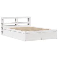 Bedframe met hoofdbord massief grenenhout wit 120x190 cm - thumbnail