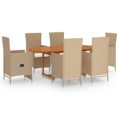 7-delige Tuinset poly rattan beige