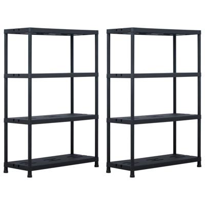 VidaXL Opbergrekken 2 st 220 kg 90x40x138 cm kunststof zwart VidaXL Opbergrekken 2 st 220 kg 90x40x138 cm kunststof zwart