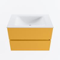 MONDIAZ VICA 70cm badmeubel onderkast Ocher 2 lades. Wastafel CLOUD midden 1 kraangat, kleur Talc. - thumbnail