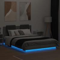 Bedframe met hoofdbord en LED grijs sonoma eiken 120x200 cm - thumbnail