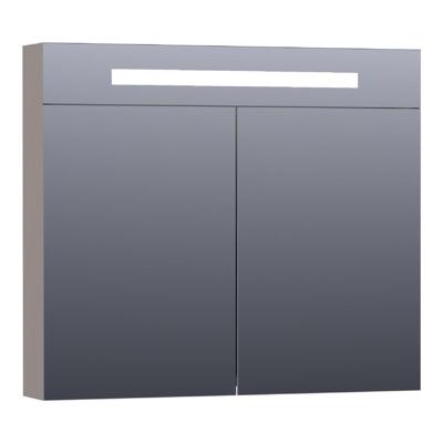 Brauer Promise Deluxe Spiegelkast - 80 cm - met Directe Verlichting - 2 Dubbelzijdige Spiegeldeuren - Mat Taupe