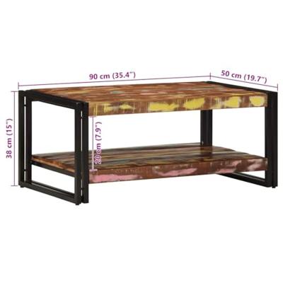 Salontafel 90x50x38 cm massief gerecycled hout meerkleurig