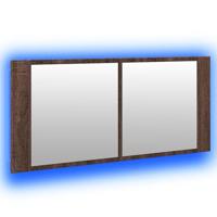 Badkamerkast met spiegel en LED 100x12x45 cm bruin eikenkleurig - thumbnail