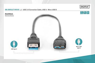 Digitus USB-kabel USB 3.2 Gen1 (USB 3.0 / USB 3.1 Gen1) USB-A stekker, USB-micro-B 3.0 stekker 0.25 m Zwart AK-11234