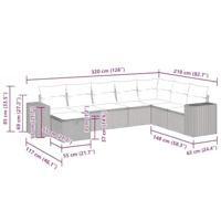 8-delige Loungeset met kussens poly rattan zwart - thumbnail