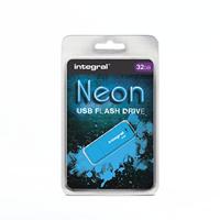 Integral Neon USB 2.0 stick, 32 GB, blauw - thumbnail