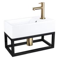 Differnz Differnz Force fonteinset keramiek - kraan recht - met handdoekrek mat goud - thumbnail