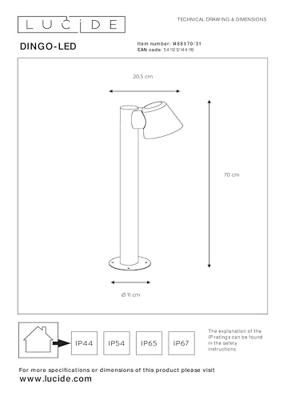 Lucide DINGO-LED - Sokkellamp - LED Dimb. - GU10 - 1x5W 3000K - IP44 - Wit Lucide DINGO-LED - Sokkellamp - LED Dimb. - GU10 - 1x5W 3000K - IP44 - Wit