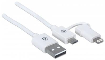 Manhattan Micro-USB-oplaadkabel voor Apple en Android apparaat wit