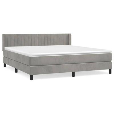 Boxspring met matras fluweel lichtgrijs 160x200 cm