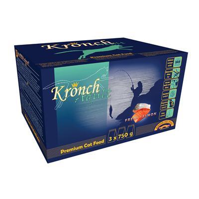KRONCH PREMIUM KATTENBROK MET ZALM EN KIP 3X750 GR