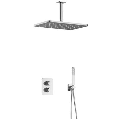 Hotbath Gal - GL106 - Inbouw Regendoucheset - Chroom - Thermostatisch - Plafondbuis 15 cm - Hoofddouche 270x400 mm - Staafhanddouche - met GL106 - met 2-Weg Stop-Omstel