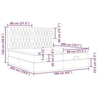 Ottoman bed met matrassen en LED's 160x200cm fluweel lichtgrijs - thumbnail