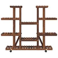Plantenstandaard met wielen 110x25x115 cm massief vurenhout - thumbnail