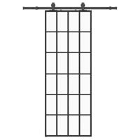 Schuifdeur met beslagset 76x205 cm ESG glas zwart - thumbnail