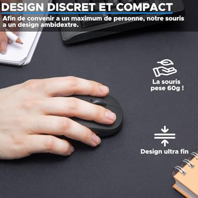 Draadloze muis - THE G-LAB - M-WL-OFF100-BLACK - 2.4g + Bluetooth - Oplaadbaar - Mac & Windows compatibel