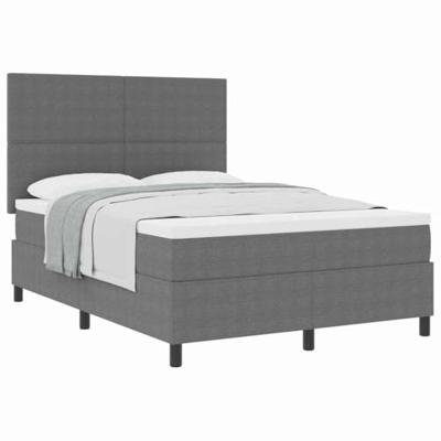 Boxspringbed Lichtgrijs en wit. 140 x 200 cm Katoen Stof