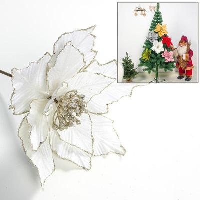 2 stks kerst kunstmatige bloem laat bloemstuk kerstboom decoratie (wit)